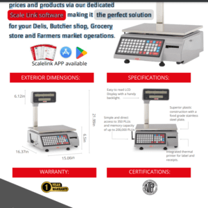 Torrey W-LABEL40LP, ABS 40 lb. Wi-Fi Price Computing Scale Label Printing Scale