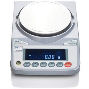 A&D FZ-1200iWP Internal Cal Waterproof Toploading Balance, 1220g, 115V