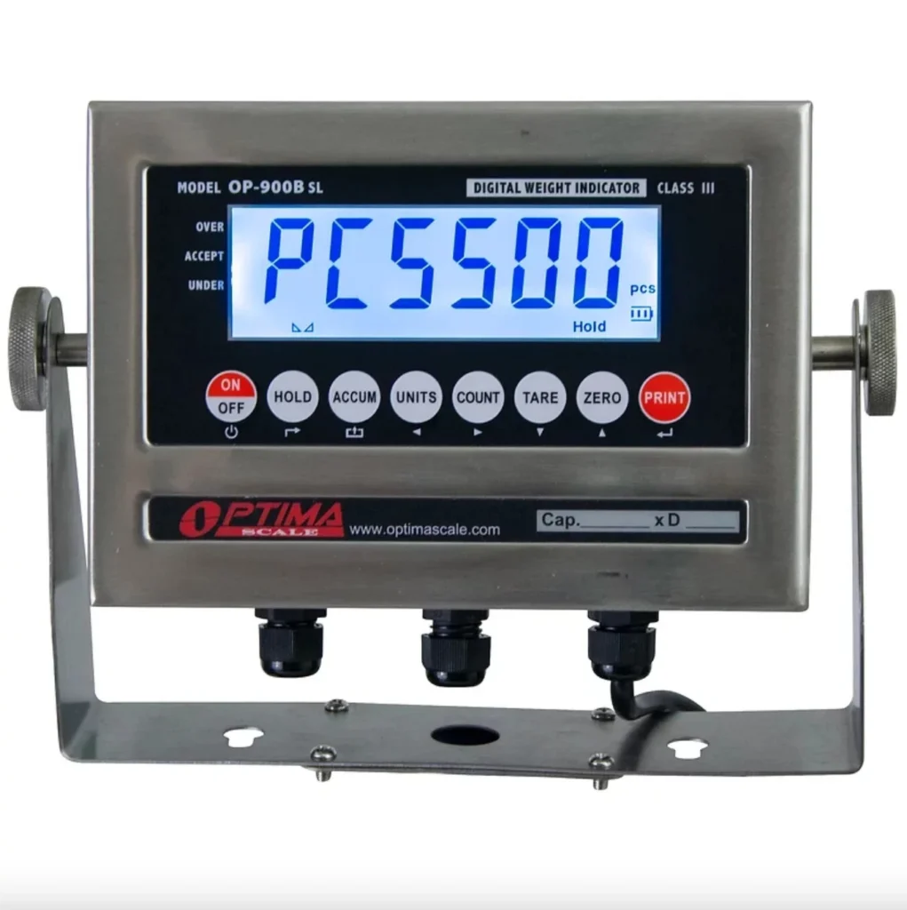 Optima Scales OP-900B-12-2PT NTEP Digital Weighing Indicator, IP65 Stainless steel for Bar Loads 2 connectors
