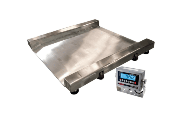 Optima Heavy Duty SS Washdown Drum Digital Scale 28" x 28" 2,000lb x 0.5lb, OP-917-SS-PT-SQ-2000LED