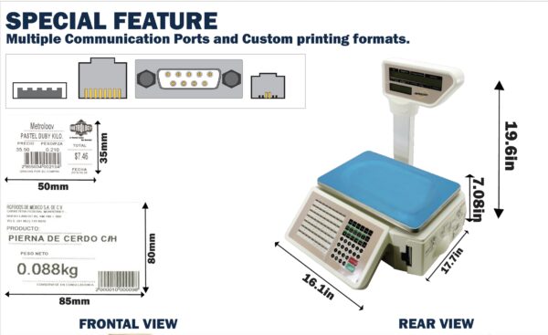 MNM Scales MTY model: MEGA BIE-60T Thermal Label Printing Price Scale NTEP 60 LB Wireless, one case free safe handling label - Image 4