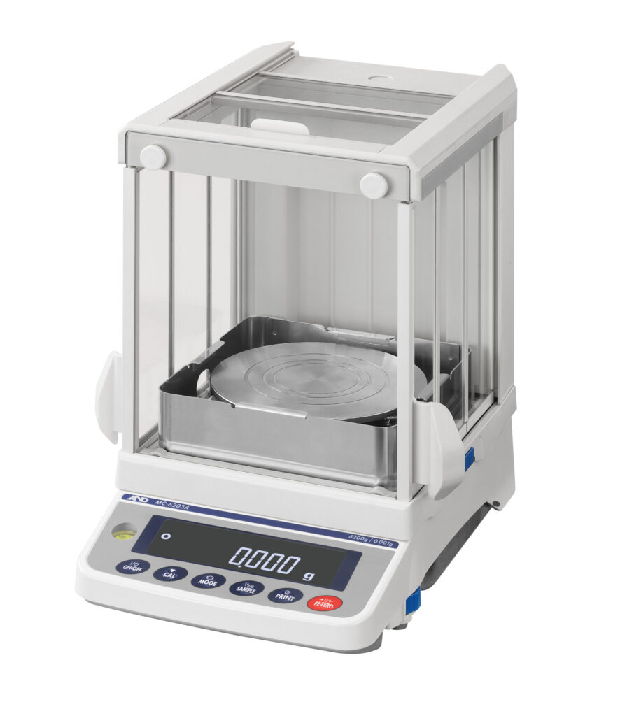 A&D MC-6203AS mass comparator with auto-centering pan