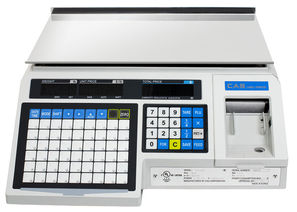 CAS LP-1000N (LP1000N) label printing scale, front view